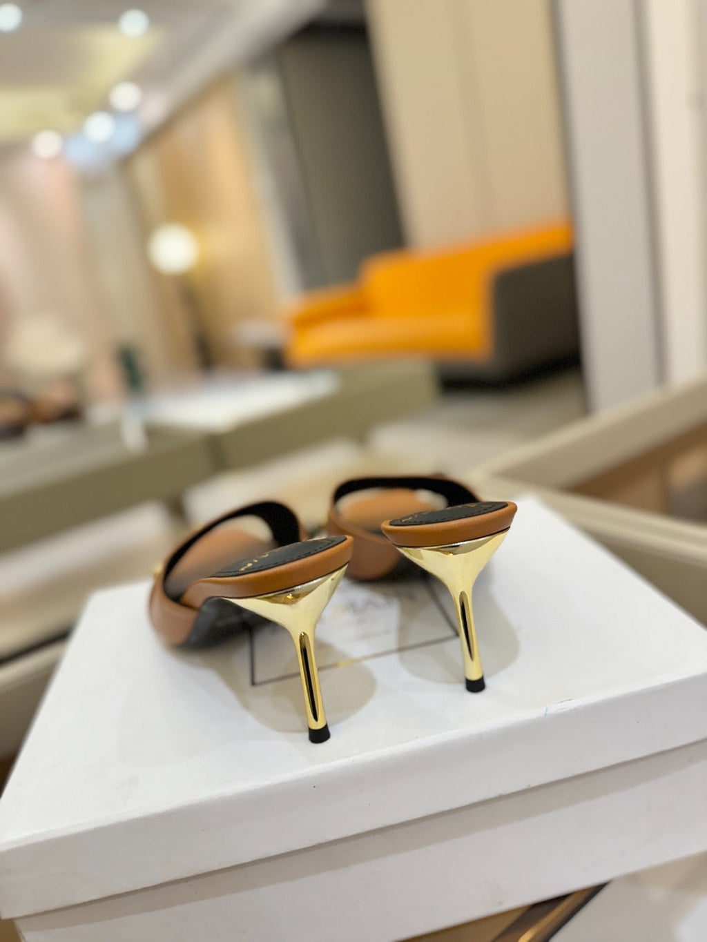 BALMAIN 26S HEELED SANDALS 70 MM IN BROWN CALFSKIN