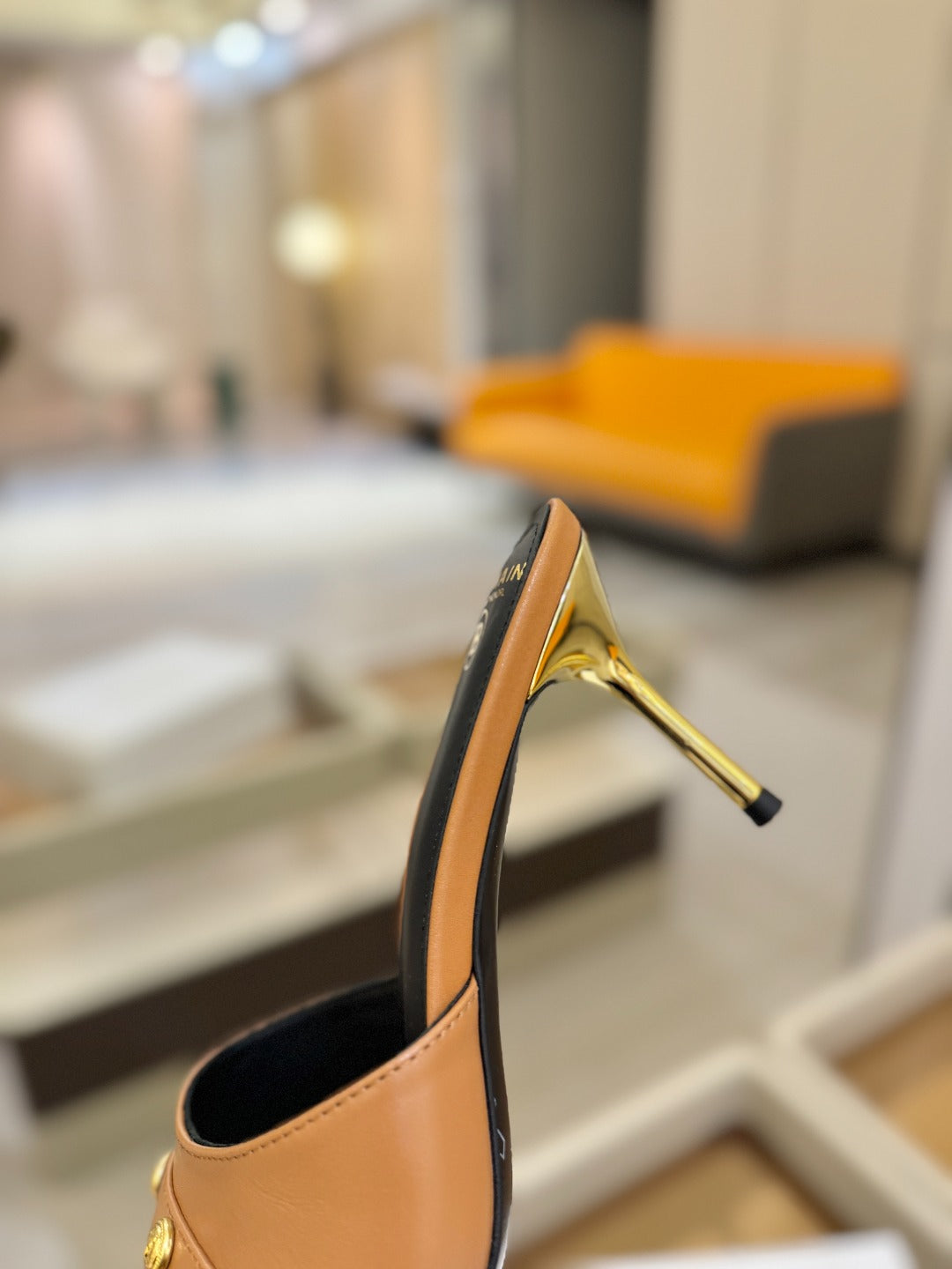 BALMAIN 26S HEELED SANDALS 70 MM IN BROWN CALFSKIN