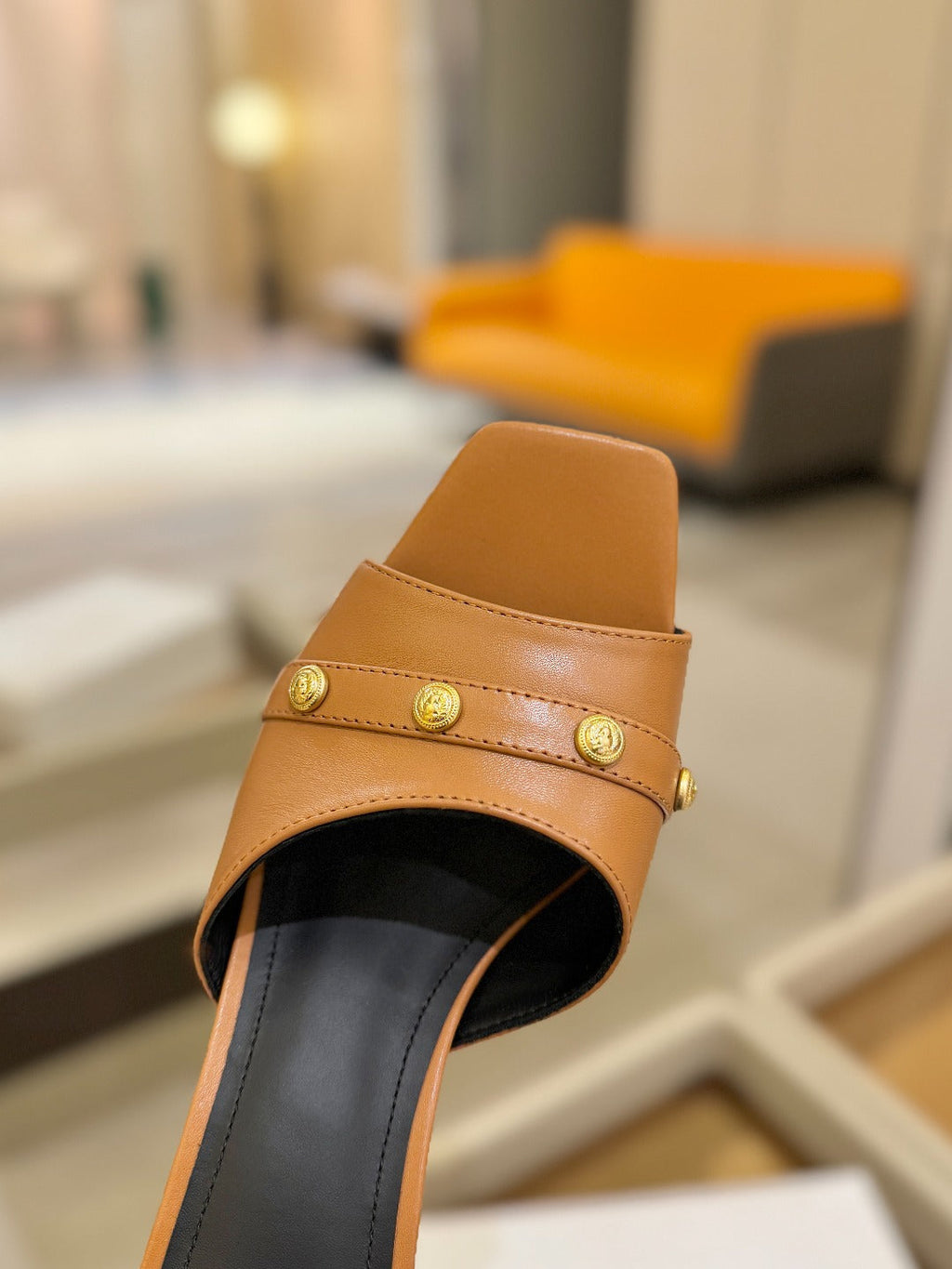 BALMAIN 26S HEELED SANDALS 70 MM IN BROWN CALFSKIN