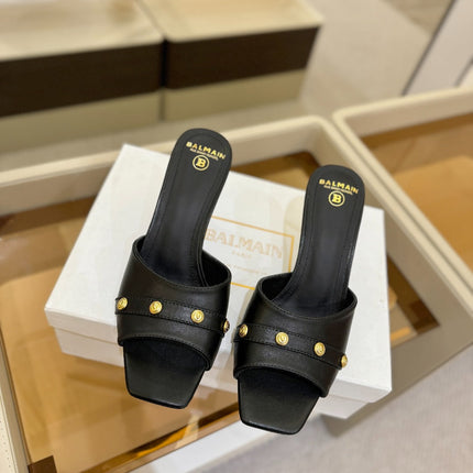 BALMAIN 26S HEELED SANDALS 70 MM IN BLACK CALFSKIN