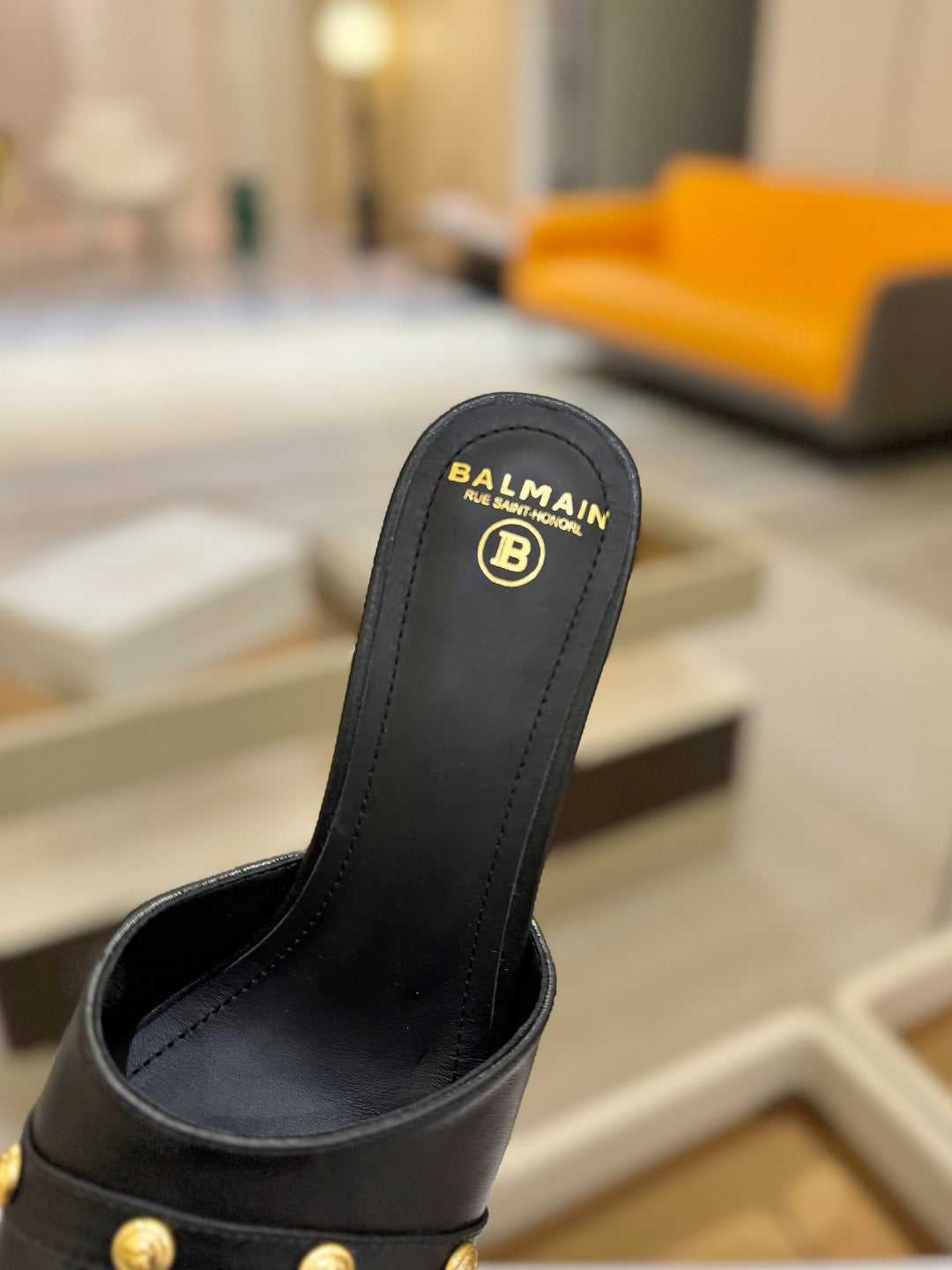 BALMAIN 26S HEELED SANDALS 70 MM IN BLACK CALFSKIN