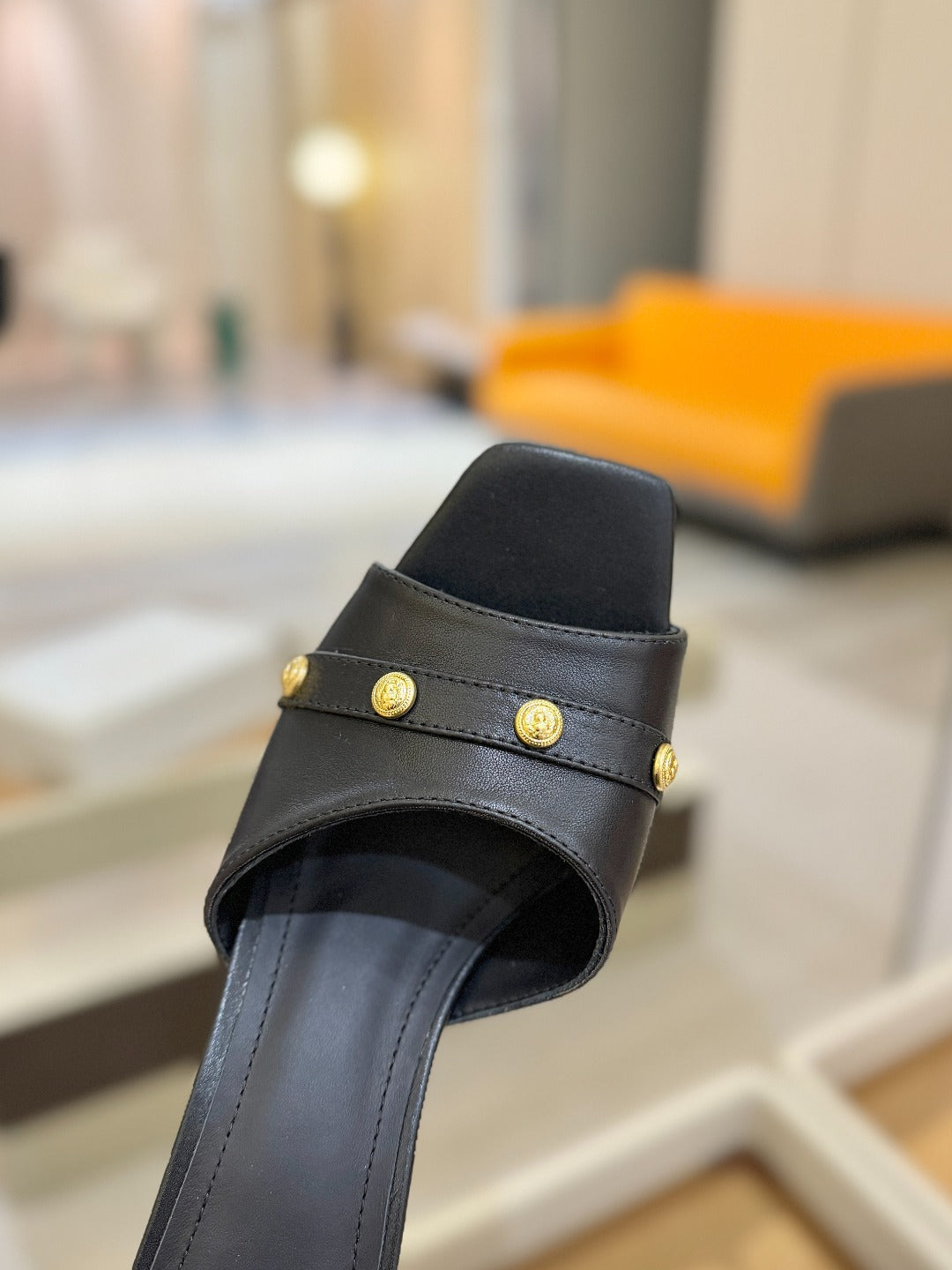 BALMAIN 26S HEELED SANDALS 70 MM IN BLACK CALFSKIN