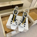 BALMAIN 26S HEELED SANDALS 105 MM IN WHITE LAMBSKIN