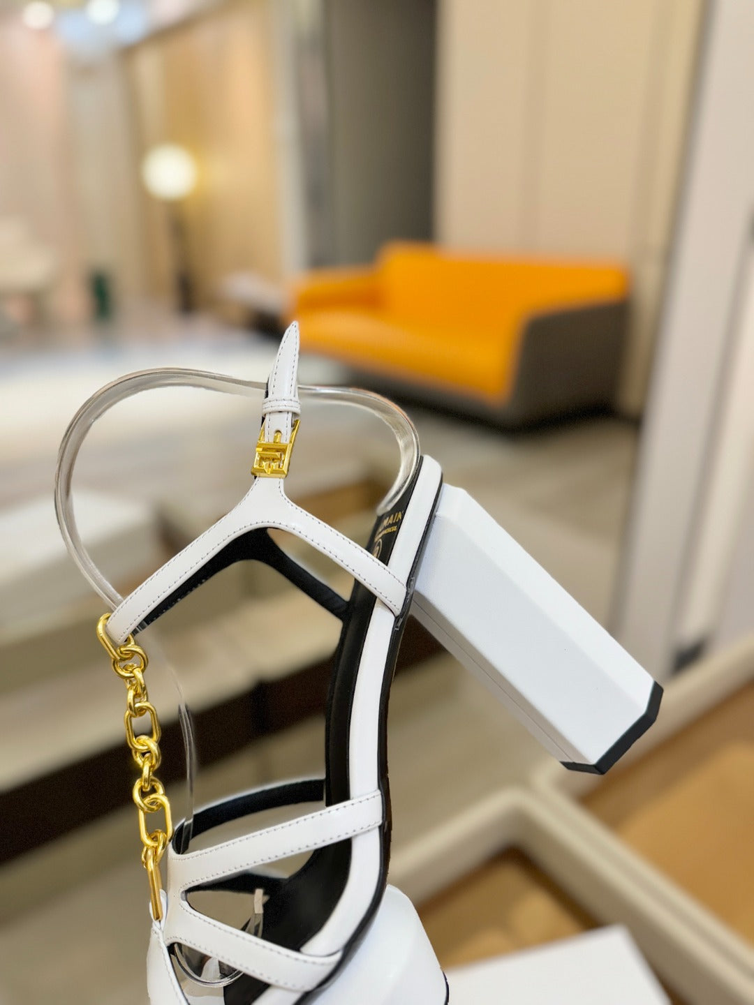 BALMAIN 26S HEELED SANDALS 105 MM IN WHITE LAMBSKIN