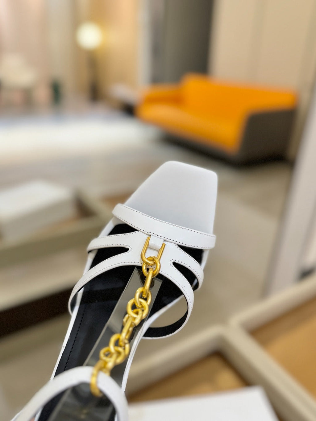BALMAIN 26S HEELED SANDALS 105 MM IN WHITE LAMBSKIN