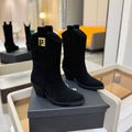 BALMAIN 26S COWBOY ANKLE BOOTS 65 MM IN BLACK SUEDE