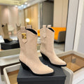 BALMAIN 26S COWBOY ANKLE BOOTS 65 MM IN BEIGE SUEDE