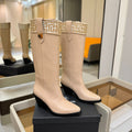 BALMAIN 26S HIGH BOOTS 65 MM IN BEIGE CALFSKIN