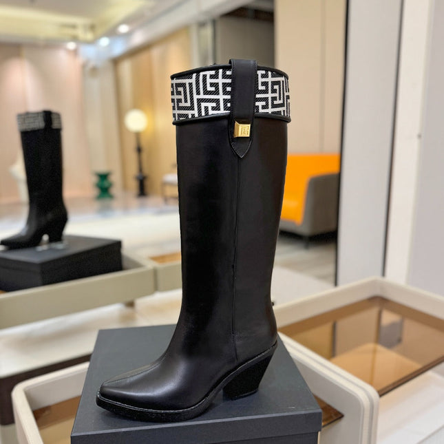 BALMAIN 26S HIGH BOOTS 65 MM IN BLACK CALFSKIN