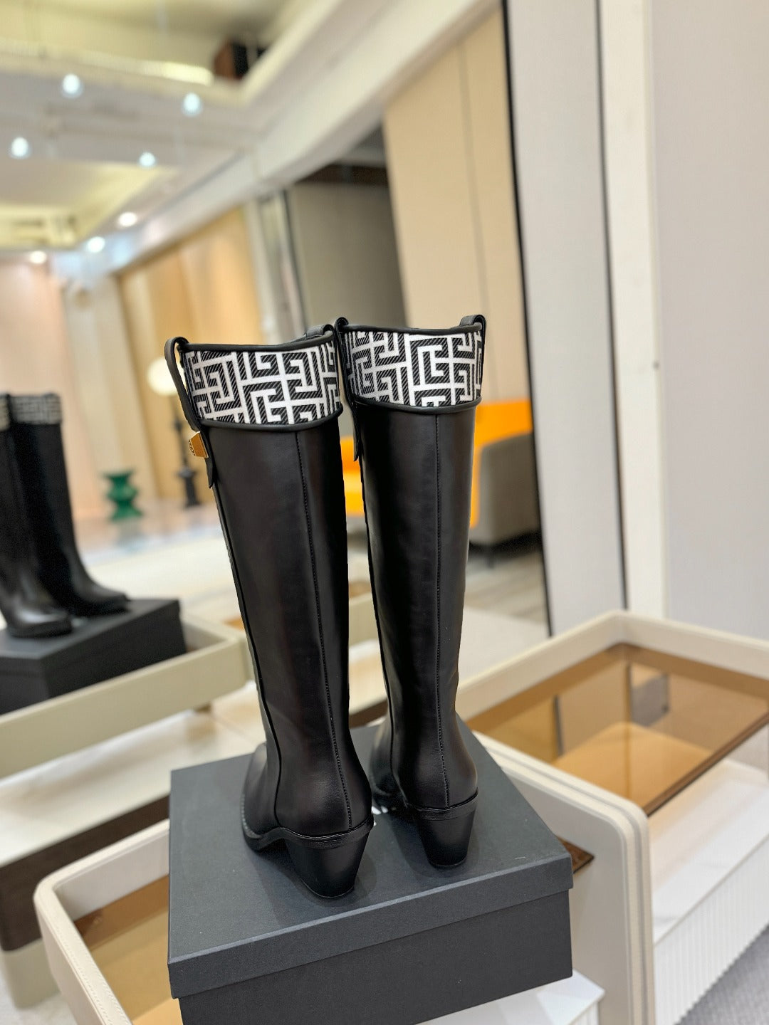 BALMAIN 26S HIGH BOOTS 65 MM IN BLACK CALFSKIN