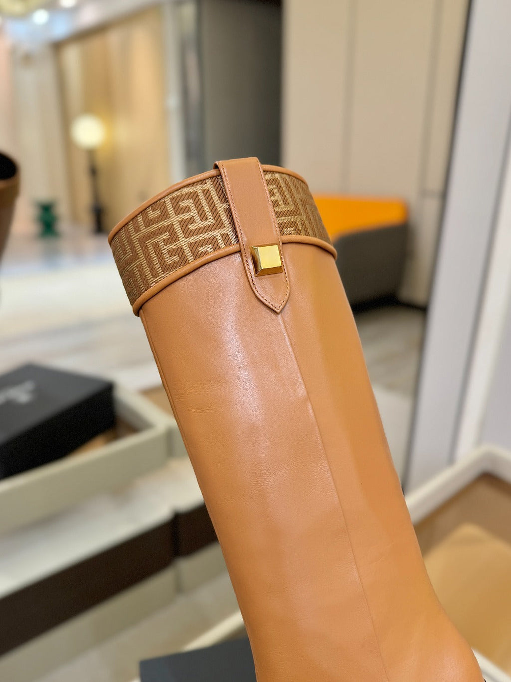 BALMAIN 26S HIGH BOOTS 65 MM IN BROWN CALFSKIN