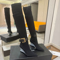 BALMAIN 26S HIGH-TOP BOOTS 75 MM IN BLACK FLYKNIT