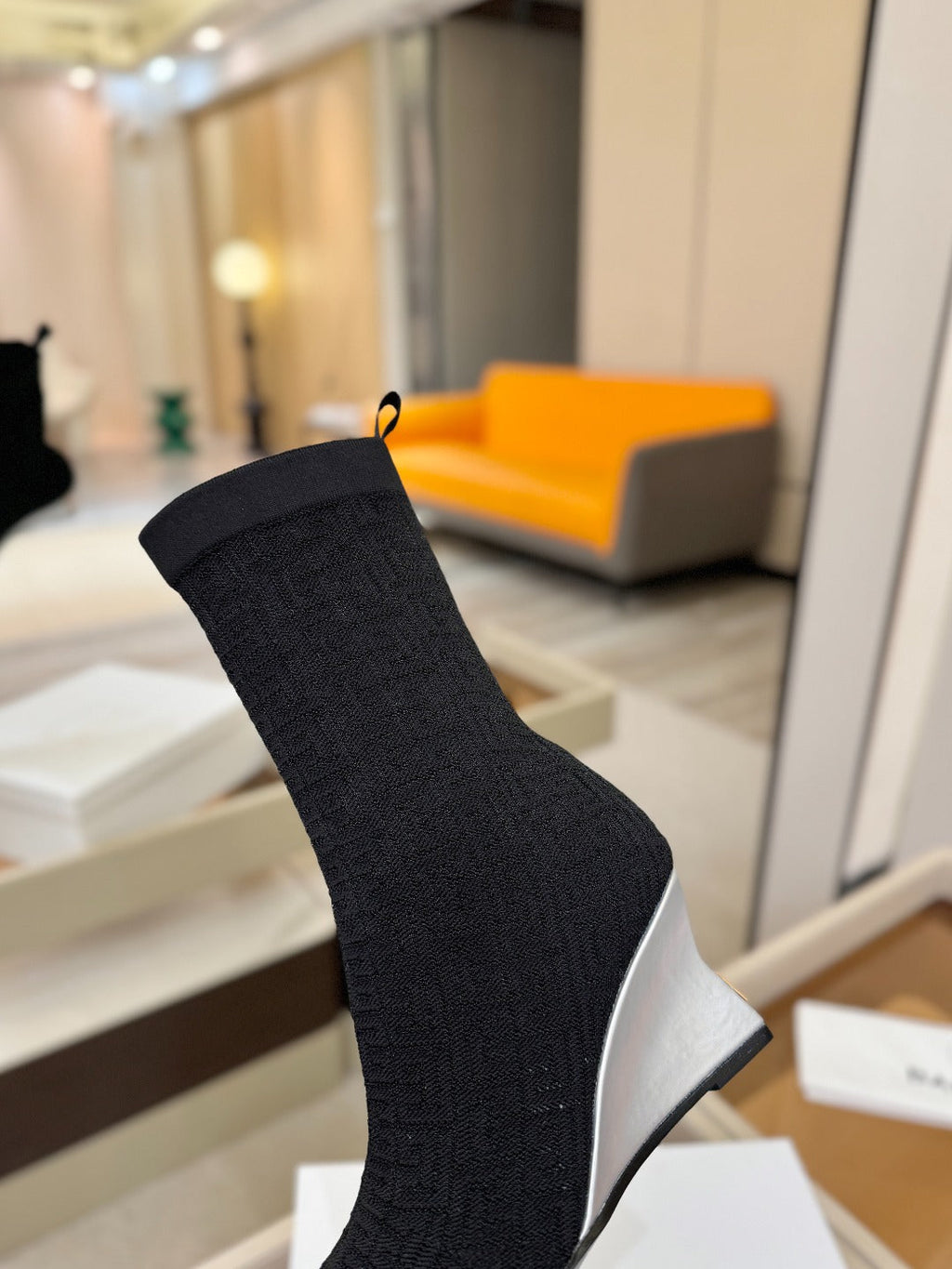 BALMAIN 26S BOOT 75 MM IN BLACK FLYKNIT