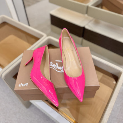 CHRISTIAN LOUBOUTIN 26S POINTED-TOE PUMPS 65 MM IN DARK PINK PATENT CALFSKIN