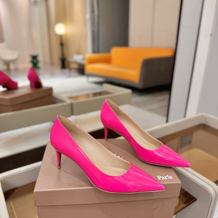 CHRISTIAN LOUBOUTIN 26S POINTED-TOE PUMPS 65 MM IN DARK PINK PATENT CALFSKIN