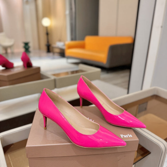 CHRISTIAN LOUBOUTIN 26S POINTED-TOE PUMPS 65 MM IN DARK PINK PATENT CALFSKIN