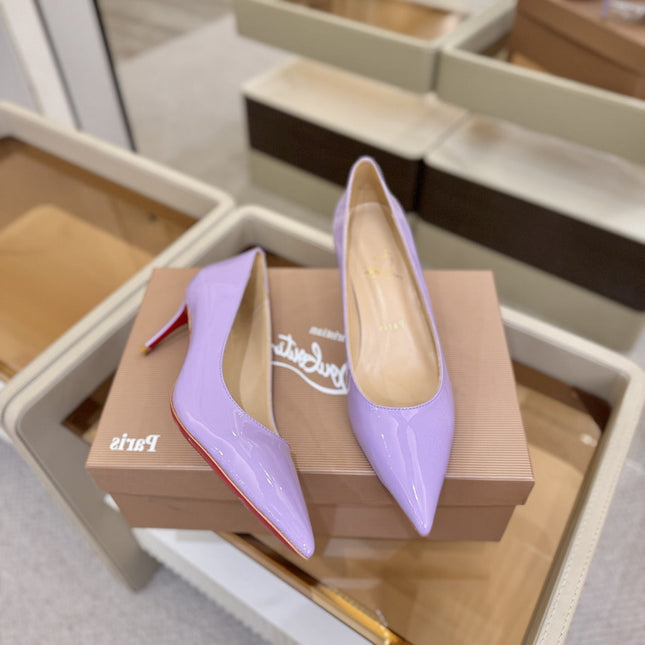 CHRISTIAN LOUBOUTIN 26S POINTED-TOE PUMPS 65 MM IN LIGHT PURPLE PATENT CALFSKIN