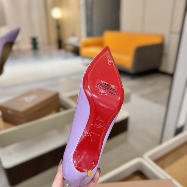 CHRISTIAN LOUBOUTIN 26S POINTED-TOE PUMPS 65 MM IN LIGHT PURPLE PATENT CALFSKIN