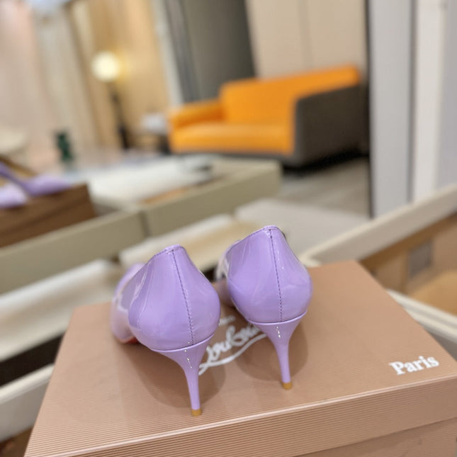 CHRISTIAN LOUBOUTIN 26S POINTED-TOE PUMPS 65 MM IN LIGHT PURPLE PATENT CALFSKIN
