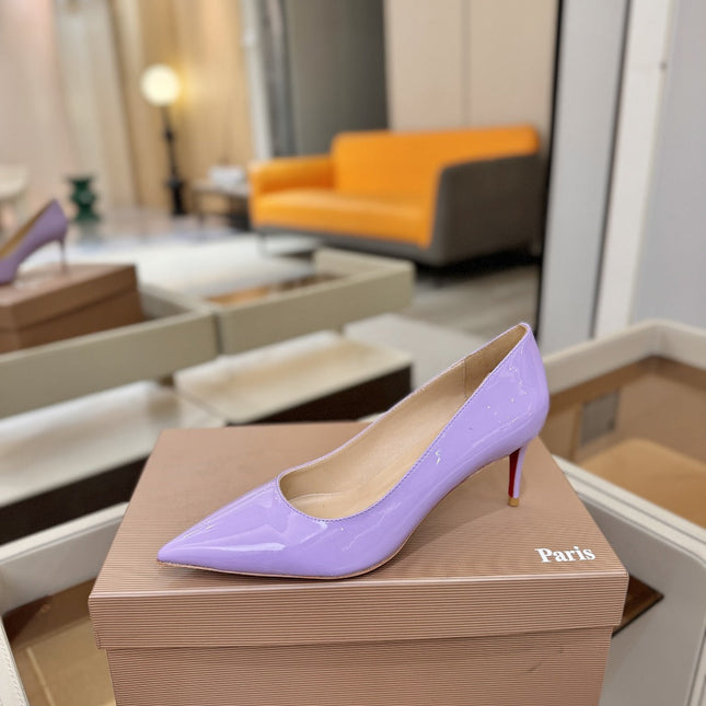 CHRISTIAN LOUBOUTIN 26S POINTED-TOE PUMPS 65 MM IN LIGHT PURPLE PATENT CALFSKIN