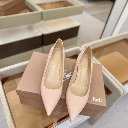 CHRISTIAN LOUBOUTIN 26S POINTED-TOE PUMPS 65 MM IN NUDE PATENT CALFSKIN