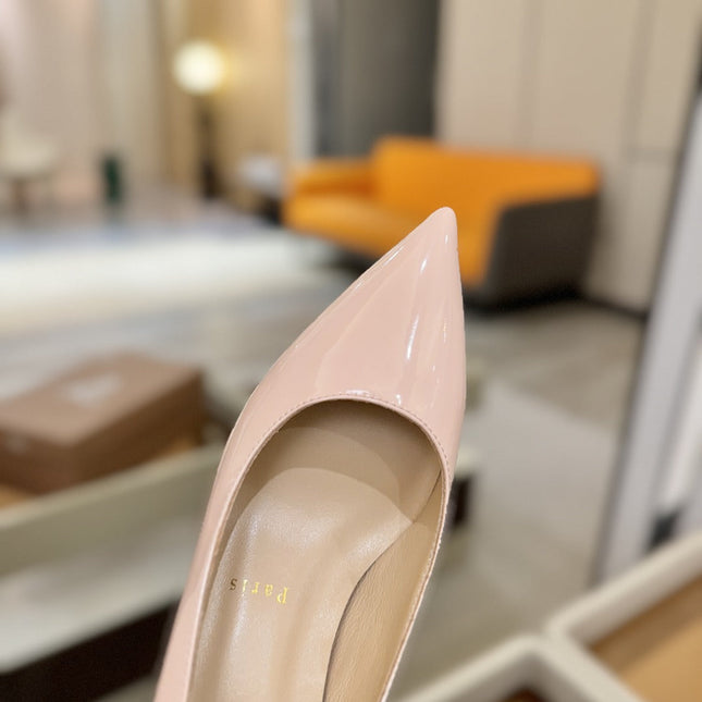 CHRISTIAN LOUBOUTIN 26S POINTED-TOE PUMPS 65 MM IN NUDE PATENT CALFSKIN
