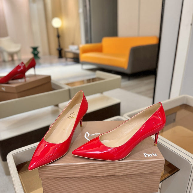 CHRISTIAN LOUBOUTIN 26S POINTED-TOE PUMPS 65 MM IN RED PATENT CALFSKIN