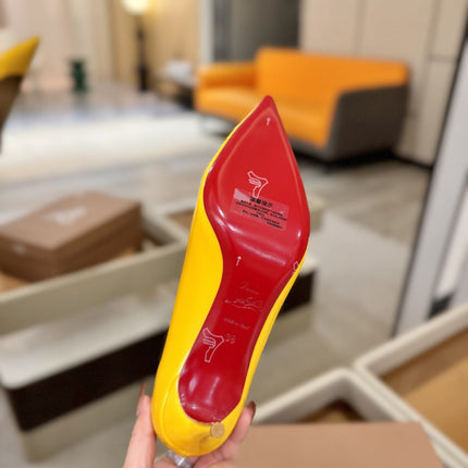 CHRISTIAN LOUBOUTIN 26S POINTED-TOE PUMPS 65 MM IN DARK YELLOW PATENT CALFSKIN