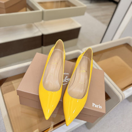 CHRISTIAN LOUBOUTIN 26S POINTED-TOE PUMPS 65 MM IN DARK YELLOW PATENT CALFSKIN