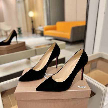 CHRISTIAN LOUBOUTIN 26S PUMP HEELS 105 MM IN BLACK VELVET