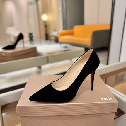 CHRISTIAN LOUBOUTIN 26S PUMP HEELS 105 MM IN BLACK VELVET