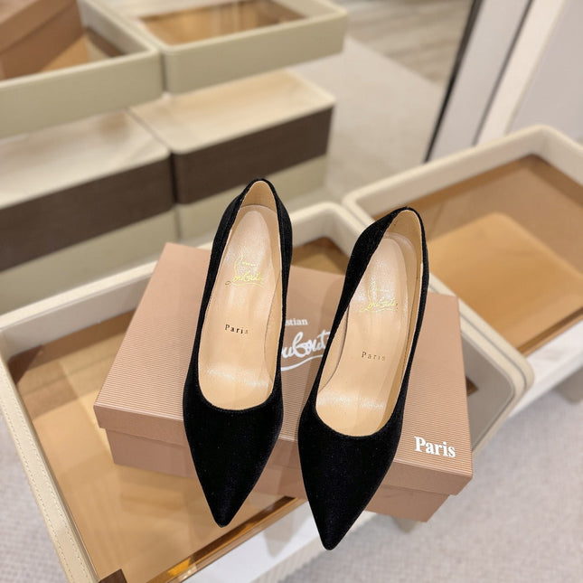 CHRISTIAN LOUBOUTIN 26S PUMP HEELS 105 MM IN BLACK VELVET
