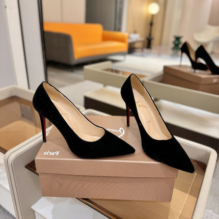 CHRISTIAN LOUBOUTIN 26S PUMP HEELS 105 MM IN BLACK VELVET