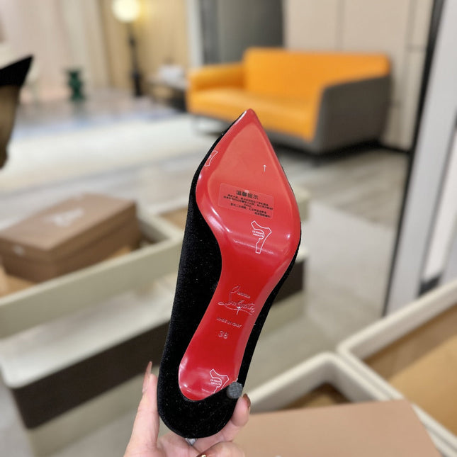 CHRISTIAN LOUBOUTIN 26S PUMP HEELS 105 MM IN BLACK VELVET