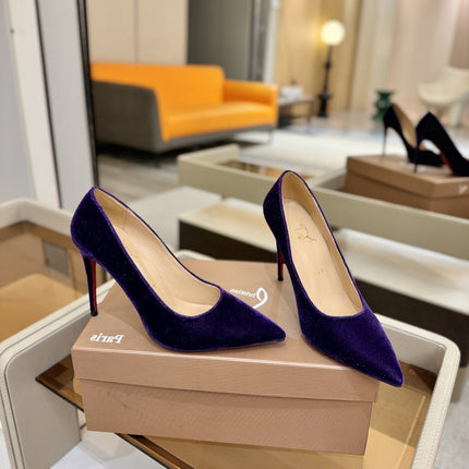 CHRISTIAN LOUBOUTIN 26S PUMP HEELS 105 MM IN DARK PURPLE VELVET