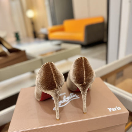 CHRISTIAN LOUBOUTIN 26S PUMP HEELS 105 MM IN BROWN VELVET