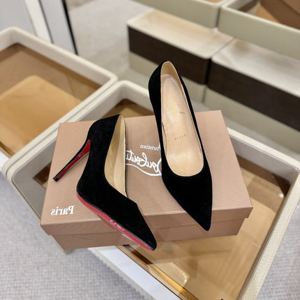 CHRISTIAN LOUBOUTIN 26S PUMP HEELS 105 MM IN BLACK SUEDE