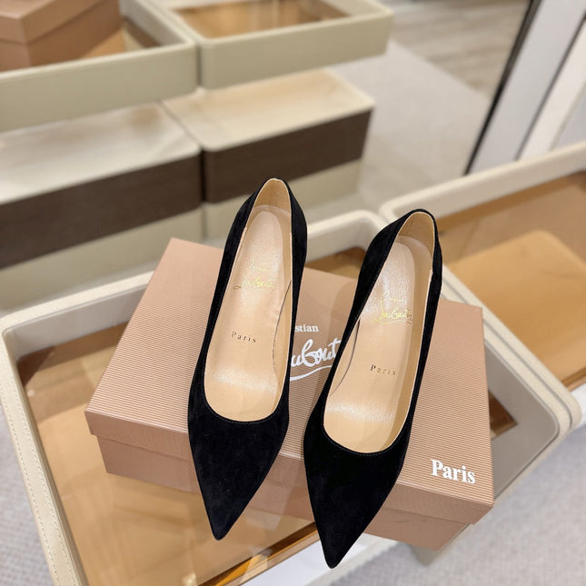 CHRISTIAN LOUBOUTIN 26S PUMP HEELS 105 MM IN BLACK SUEDE