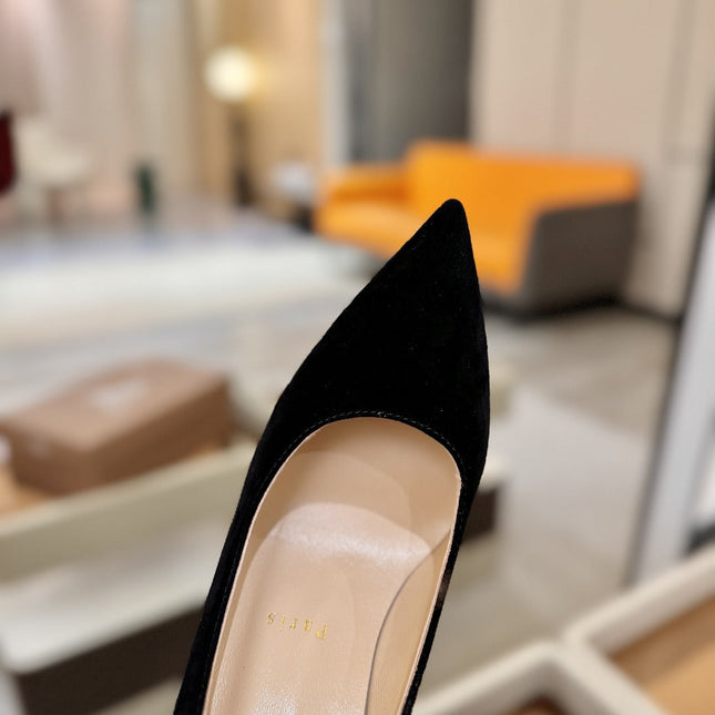 CHRISTIAN LOUBOUTIN 26S PUMP HEELS 105 MM IN BLACK SUEDE