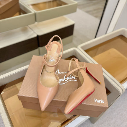 CHRISTIAN LOUBOUTIN 26S JENLOVE HEEL SLINGBACKS 105 MM IN NUDE CALFSKIN