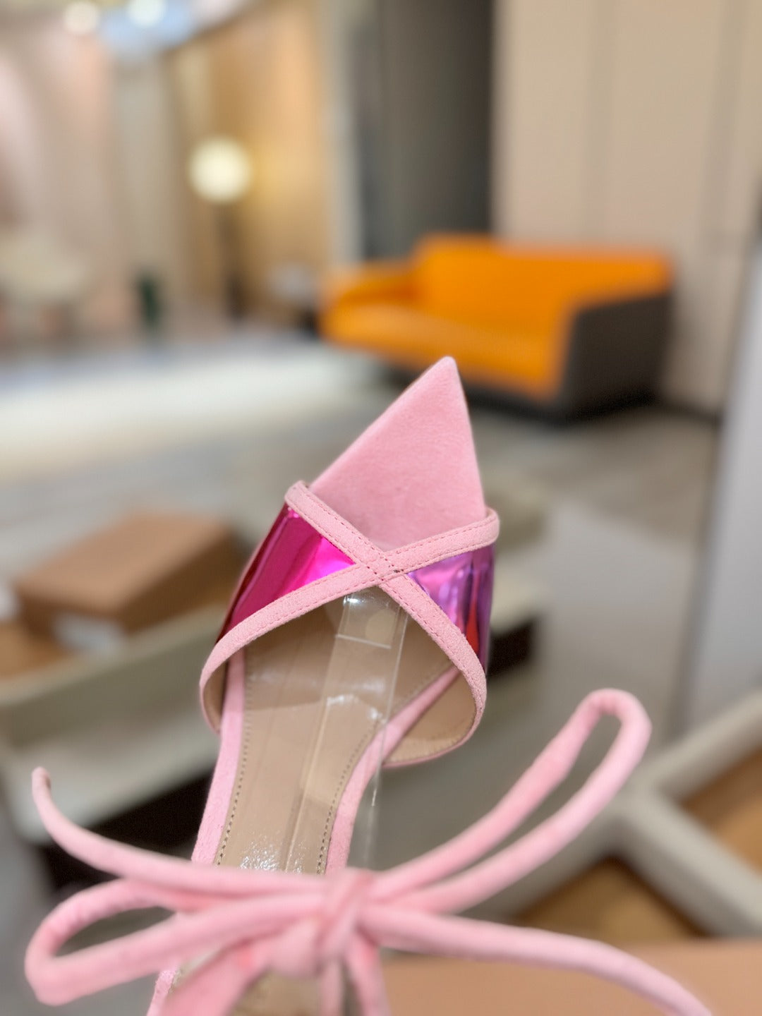 GIANVITO ROSSI 26S HEELS 105 MM IN LIGHT PINK SUEDE AND METALLIC PINK CALFSKIN