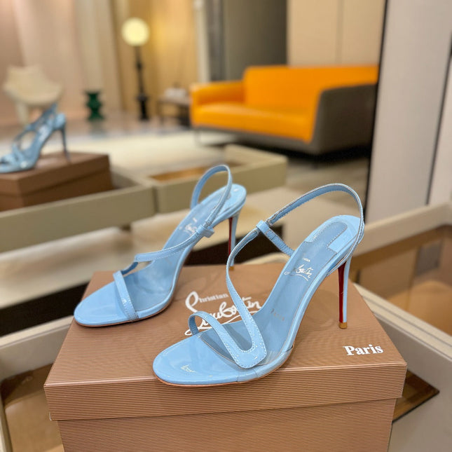 CHRISTIAN LOUBOUTIN 26S ROSA Z HIGH-HEEL SANDALS 105 MM IN SKY BLUE LAMBSKIN