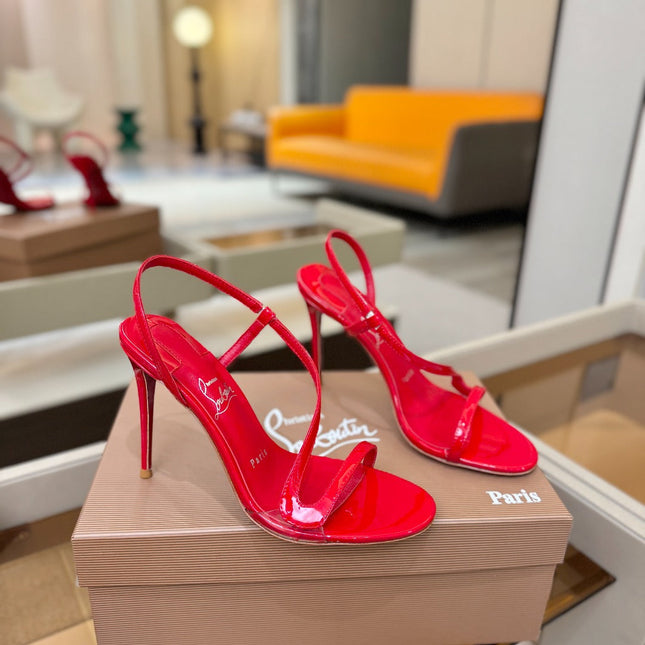 CHRISTIAN LOUBOUTIN 26S ROSA Z HIGH-HEEL SANDALS 105 MM IN RED LAMBSKIN
