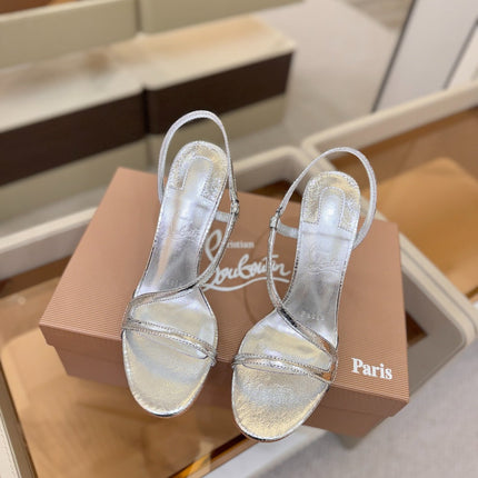 CHRISTIAN LOUBOUTIN 26S ROSA Z HIGH-HEEL SANDALS 105 MM IN SILVER LAMBSKIN