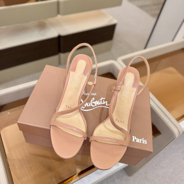 CHRISTIAN LOUBOUTIN 26S ROSA Z HIGH-HEEL SANDALS 105 MM IN NUDE LAMBSKIN