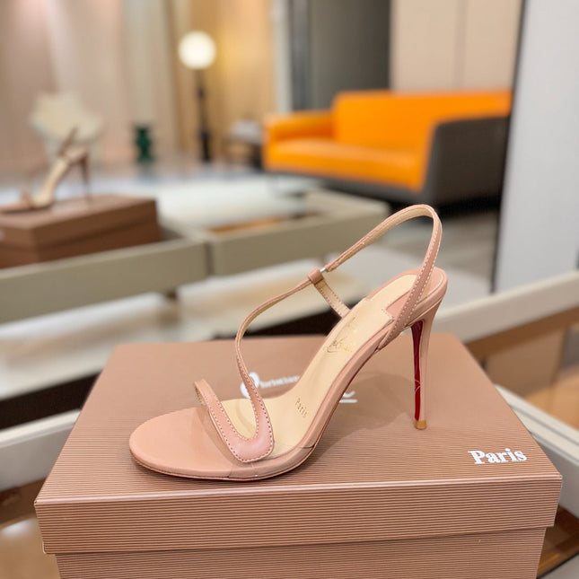 CHRISTIAN LOUBOUTIN 26S ROSA Z HIGH-HEEL SANDALS 105 MM IN NUDE LAMBSKIN