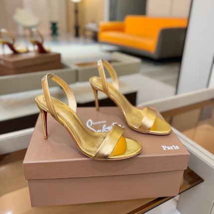 CHRISTIAN LOUBOUTIN 26S HEELED SANDALS 105 MM IN GOLD CALFSKIN