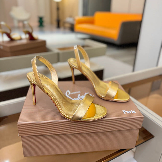 CHRISTIAN LOUBOUTIN 26S HEELED SANDALS 105 MM IN GOLD CALFSKIN