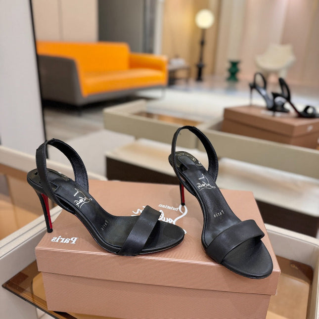 CHRISTIAN LOUBOUTIN 26S HEELED SANDALS 105 MM IN BLACK CALFSKIN