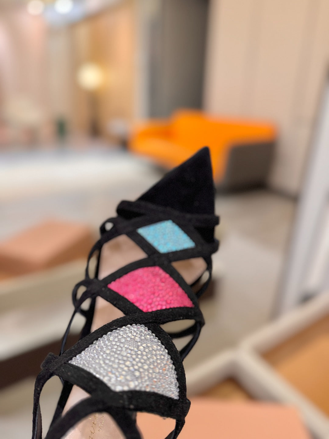 GIANVITO ROSSI 26S CROSS STRAP HEELS 85 MM IN BLACK SUEDE